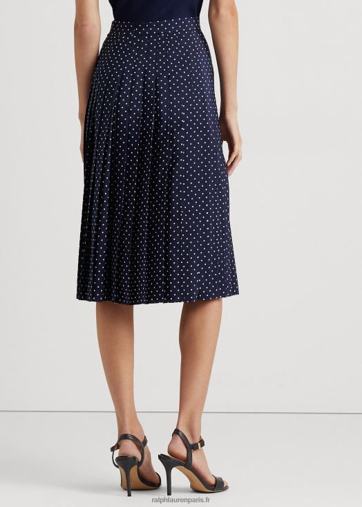 jupe plissée en crêpe à pois 46T60T4024 femmes Ralph Lauren marine/crème