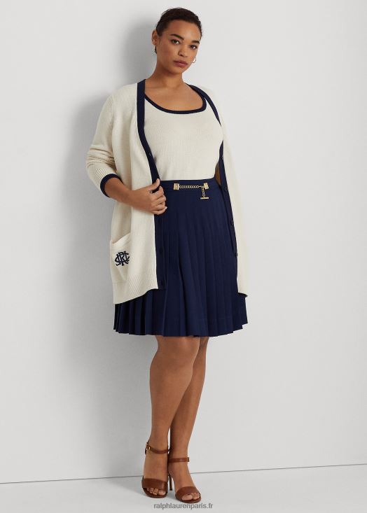 jupe plissée en georgette 46T60T4595 femmes Ralph Lauren marine raffinée