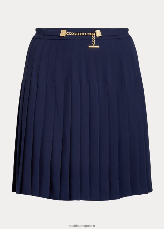jupe plissée en georgette 46T60T4595 femmes Ralph Lauren marine raffinée