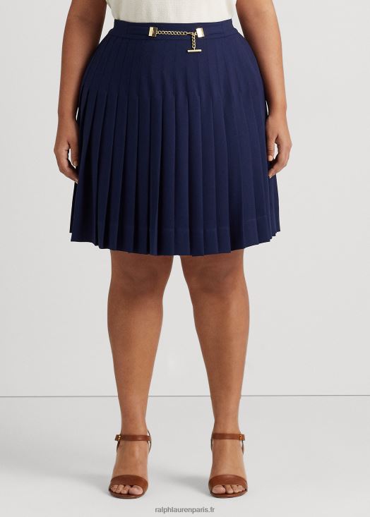 jupe plissée en georgette 46T60T4595 femmes Ralph Lauren marine raffinée