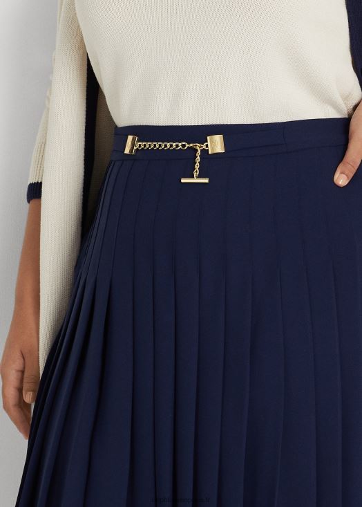 jupe plissée en georgette 46T60T4595 femmes Ralph Lauren marine raffinée