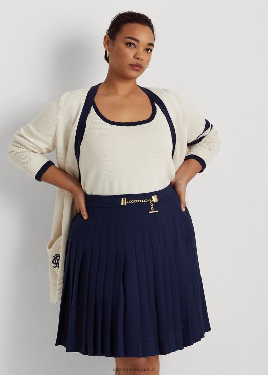 jupe plissée en georgette 46T60T4595 femmes Ralph Lauren marine raffinée