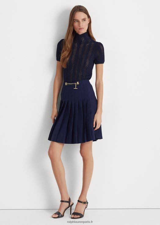 jupe plissée en georgette 46T60T4842 femmes Ralph Lauren marine raffinée