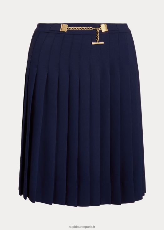 jupe plissée en georgette 46T60T4842 femmes Ralph Lauren marine raffinée