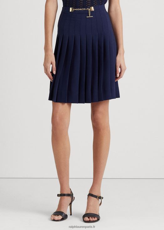 jupe plissée en georgette 46T60T4842 femmes Ralph Lauren marine raffinée