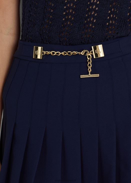 jupe plissée en georgette 46T60T4842 femmes Ralph Lauren marine raffinée
