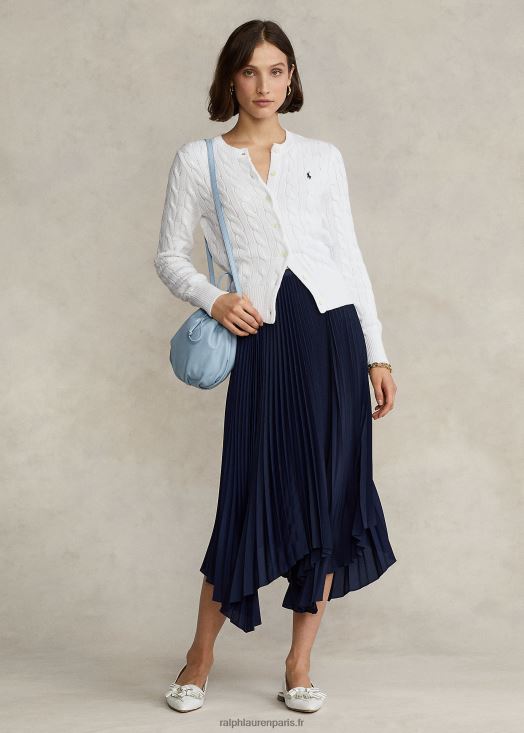 jupe plissée en georgette mouchoir 46T60T3334 femmes Ralph Lauren marine de croisière