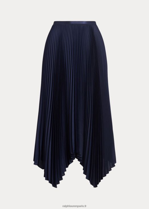 jupe plissée en georgette mouchoir 46T60T3334 femmes Ralph Lauren marine de croisière