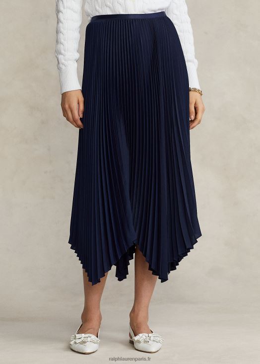 jupe plissée en georgette mouchoir 46T60T3334 femmes Ralph Lauren marine de croisière