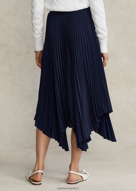 jupe plissée en georgette mouchoir 46T60T3334 femmes Ralph Lauren marine de croisière