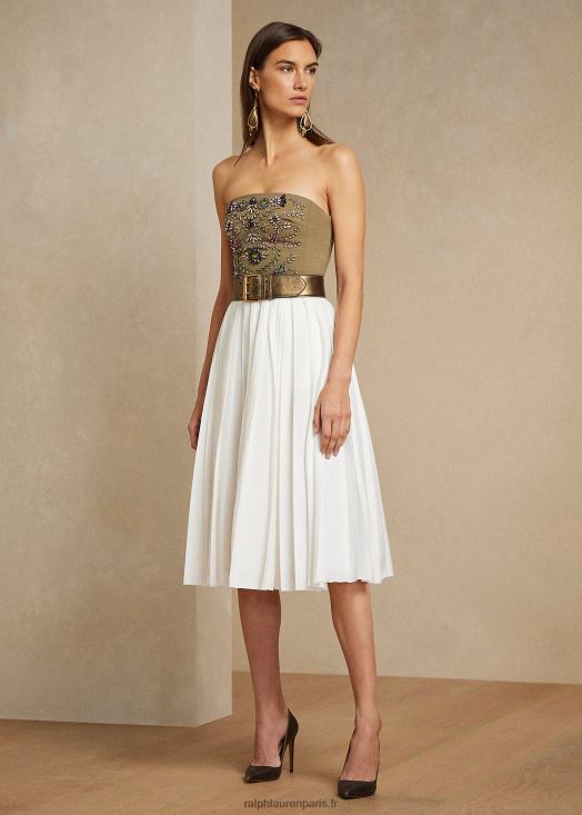jupe plissée en lin mélangé arnav 46T60T3593 femmes Ralph Lauren blanc