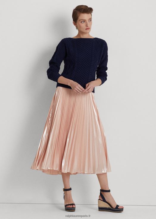 jupe plissée en mousseline métallisée 46T60T4397 femmes Ralph Lauren rose pâle