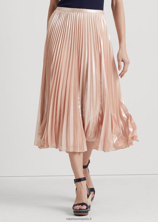 jupe plissée en mousseline métallisée 46T60T4397 femmes Ralph Lauren rose pâle
