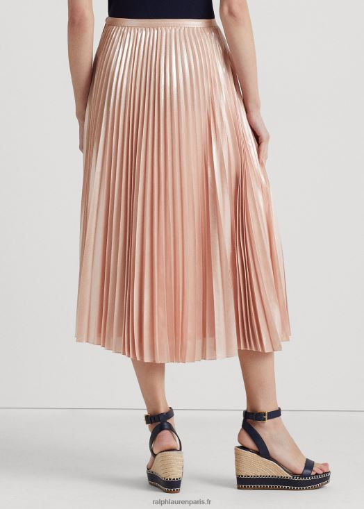 jupe plissée en mousseline métallisée 46T60T4397 femmes Ralph Lauren rose pâle