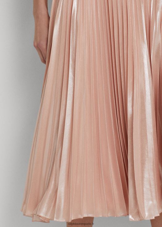 jupe plissée en mousseline métallisée 46T60T4397 femmes Ralph Lauren rose pâle