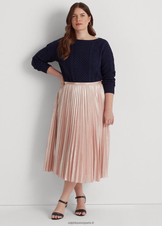 jupe plissée en mousseline métallisée 46T60T4679 femmes Ralph Lauren rose pâle