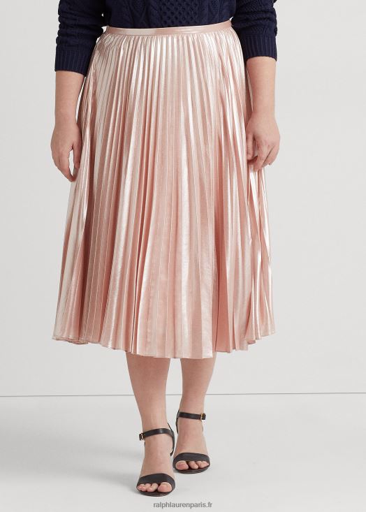 jupe plissée en mousseline métallisée 46T60T4679 femmes Ralph Lauren rose pâle