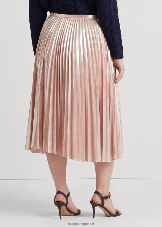 jupe plissée en mousseline métallisée 46T60T4679 femmes Ralph Lauren rose pâle
