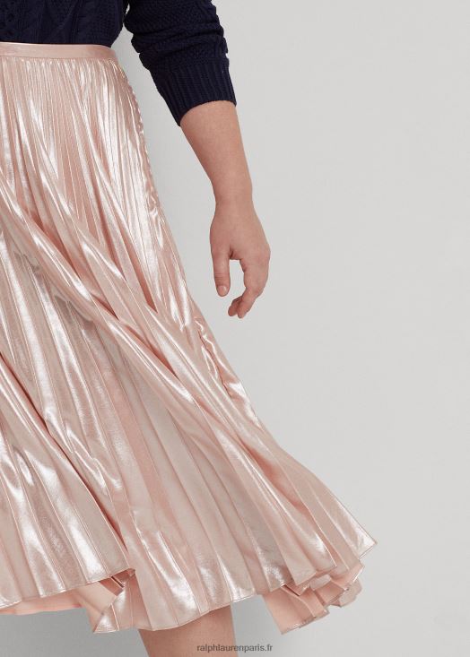 jupe plissée en mousseline métallisée 46T60T4679 femmes Ralph Lauren rose pâle