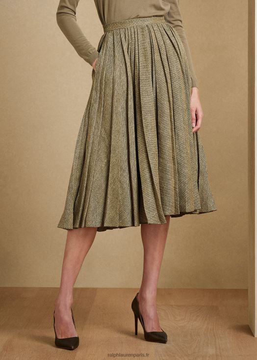 jupe plissée en sergé cassé arnav 46T60T9309 femmes Ralph Lauren olive/bronzage