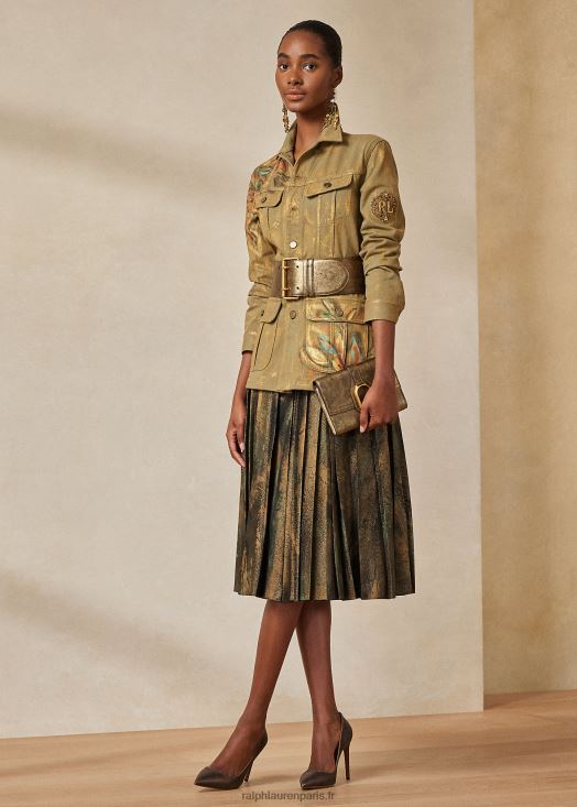 jupe plissée peinte à la main arnav 46T60T9292 femmes Ralph Lauren noir/bronze