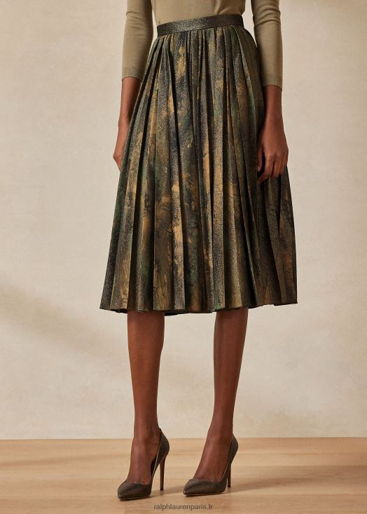 jupe plissée peinte à la main arnav 46T60T9292 femmes Ralph Lauren noir/bronze