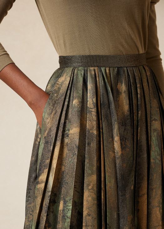 jupe plissée peinte à la main arnav 46T60T9292 femmes Ralph Lauren noir/bronze