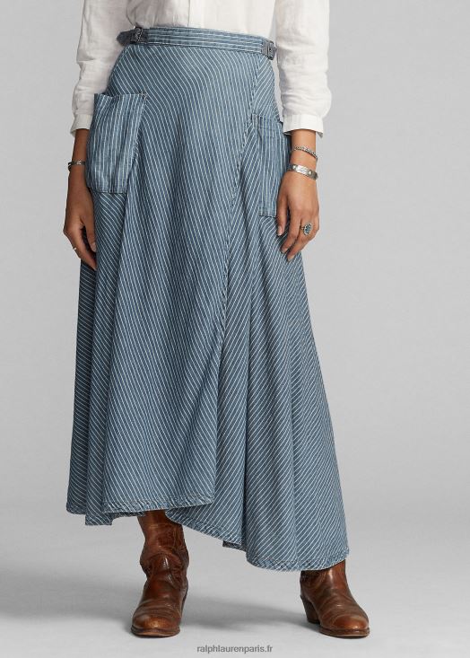 jupe portefeuille en coton et lin à rayures 46T60T3640 femmes Ralph Lauren