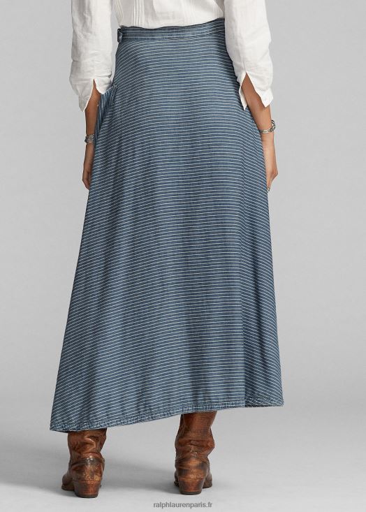 jupe portefeuille en coton et lin à rayures 46T60T3640 femmes Ralph Lauren