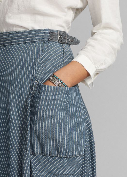 jupe portefeuille en coton et lin à rayures 46T60T3640 femmes Ralph Lauren