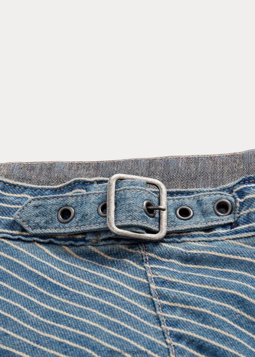 jupe portefeuille en coton et lin à rayures 46T60T3640 femmes Ralph Lauren