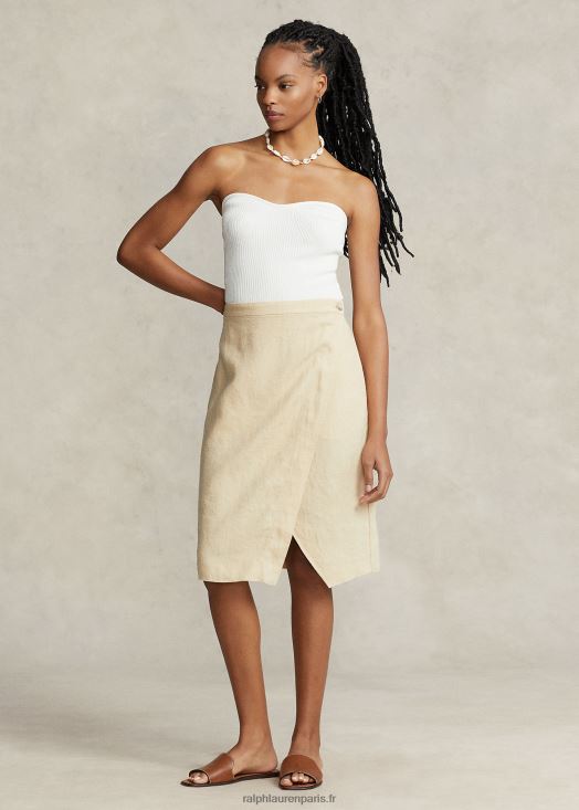 jupe portefeuille en lin 46T60T2958 femmes Ralph Lauren sable de base