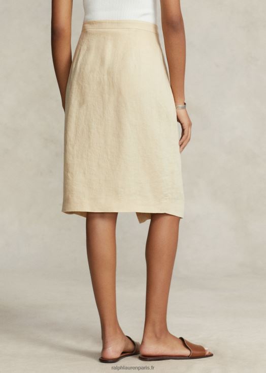 jupe portefeuille en lin 46T60T2958 femmes Ralph Lauren sable de base