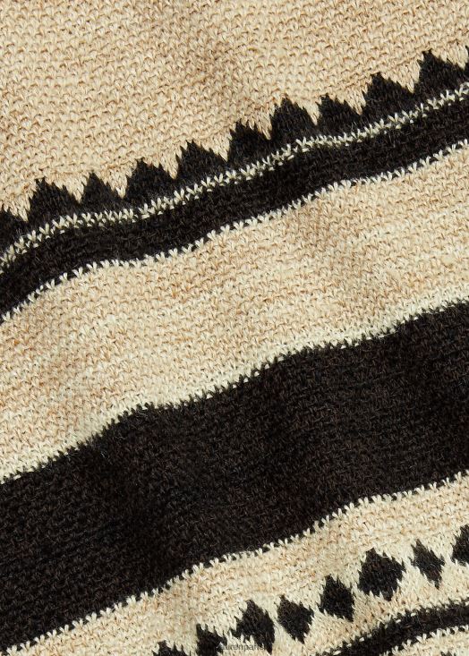 jupe portefeuille à franges en jacquard de lin et de soie 46T60T3617 femmes Ralph Lauren crème/noir