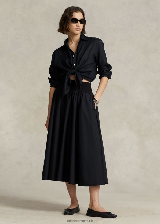 jupe trapèze à empiècement froncé 46T60T2961 femmes Ralph Lauren noir