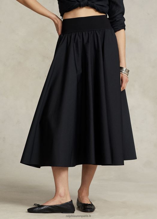 jupe trapèze à empiècement froncé 46T60T2961 femmes Ralph Lauren noir