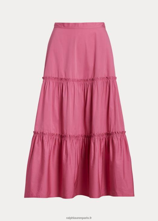 jupe trapèze en coton à volants 46T60T2990 femmes Ralph Lauren fuchsia chaud