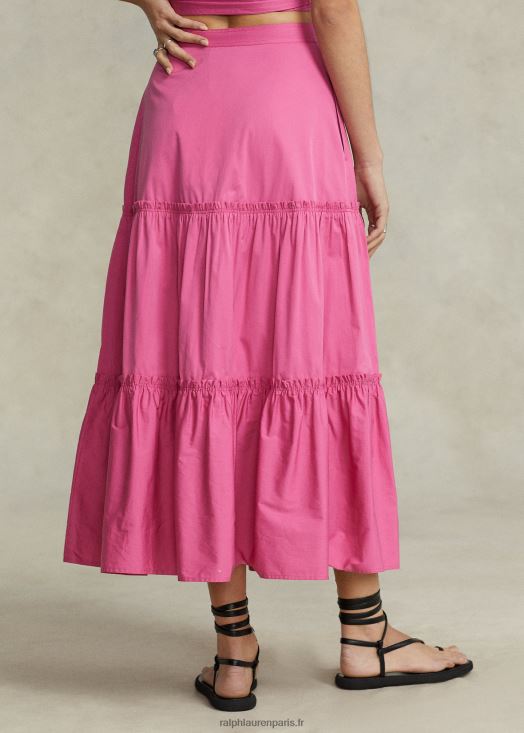 jupe trapèze en coton à volants 46T60T2990 femmes Ralph Lauren fuchsia chaud