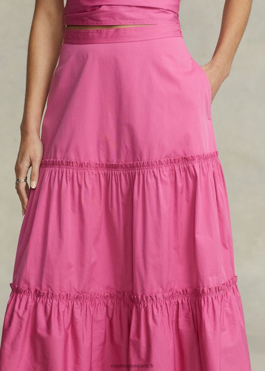 jupe trapèze en coton à volants 46T60T2990 femmes Ralph Lauren fuchsia chaud