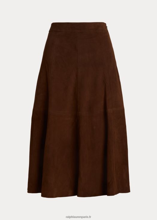 jupe trapèze en daim d'agneau 46T60T3186 femmes Ralph Lauren chocolat