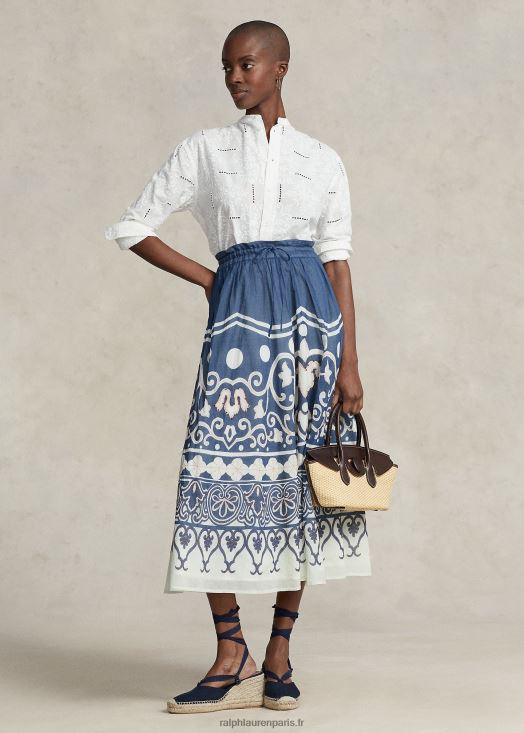 jupe trapèze en voile à perles imprimées 46T60T3052 femmes Ralph Lauren impression de croisière de printemps