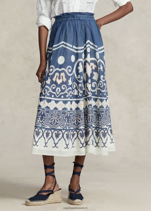 jupe trapèze en voile à perles imprimées 46T60T3052 femmes Ralph Lauren impression de croisière de printemps