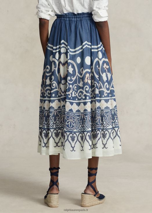 jupe trapèze en voile à perles imprimées 46T60T3052 femmes Ralph Lauren impression de croisière de printemps