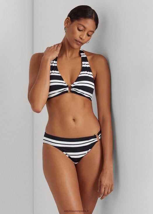 bas de bikini hipster à rayures 46T60T4186 femmes Ralph Lauren noir blanc