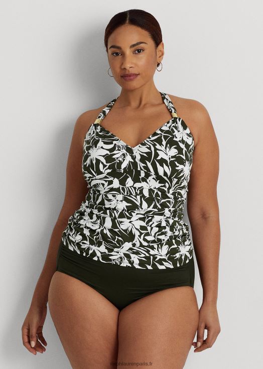 bas de bikini taille haute froncé 46T60T4521 femmes Ralph Lauren olive