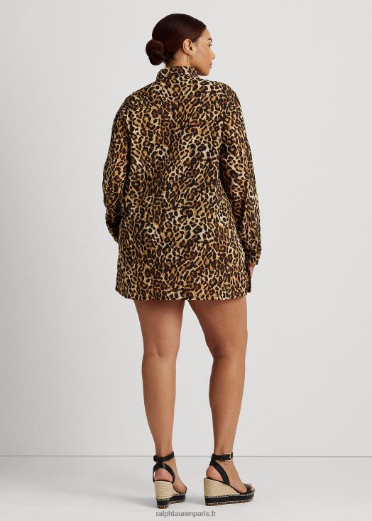 chemise en coton à imprimé léopard 46T60T4581 femmes Ralph Lauren brun
