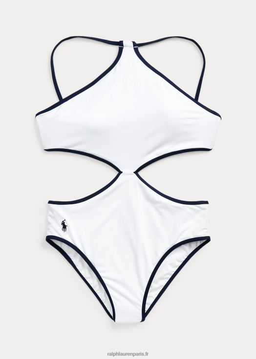 le une-pièce col montant bicolore 46T60T3301 femmes Ralph Lauren blanc