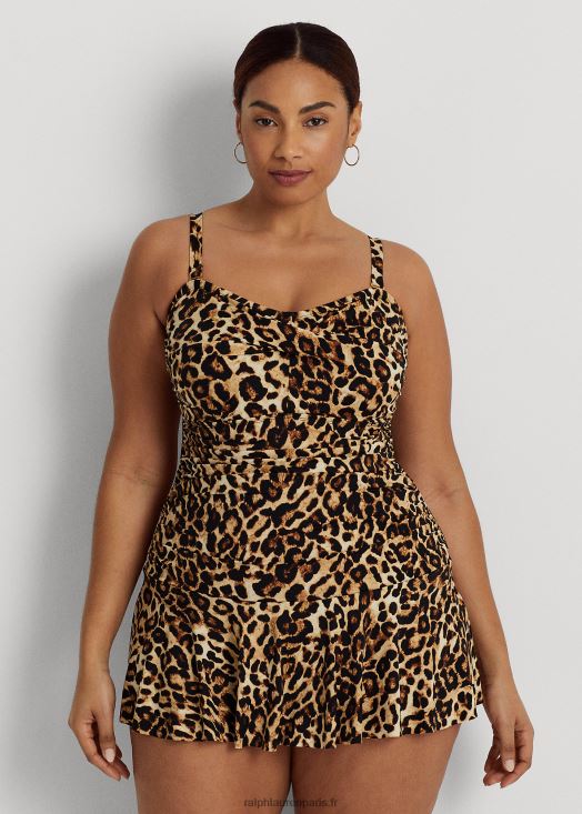 le une-pièce jupe bandeau torsadé imprimé 46T60T4585 femmes Ralph Lauren brun