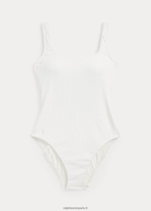 le une-pièce scoopback à motif torsadé 46T60T3238 femmes Ralph Lauren blanc chaud