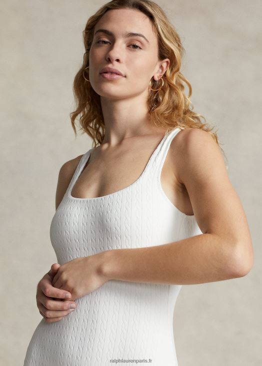 le une-pièce scoopback à motif torsadé 46T60T3238 femmes Ralph Lauren blanc chaud